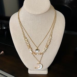 Park Lane Lunar Necklace - Gold and White